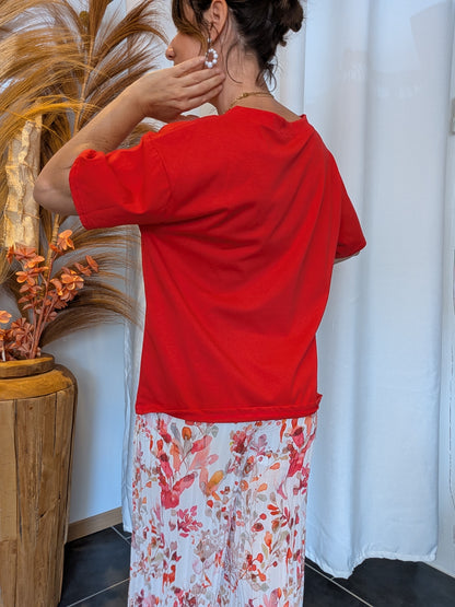 Tee-shirt oversize rouge Charlotte