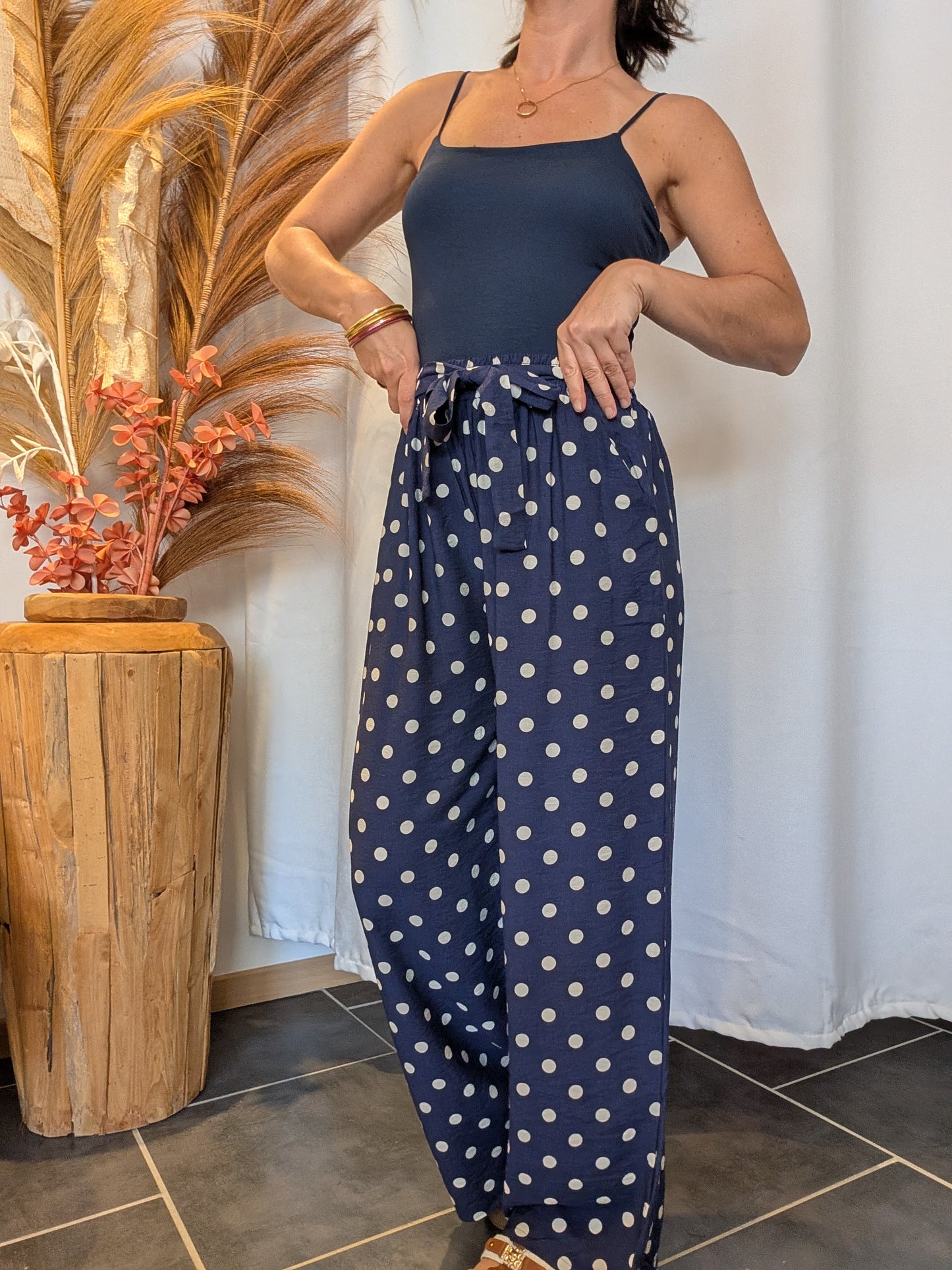 Pantalon à pois Eloïse bleu