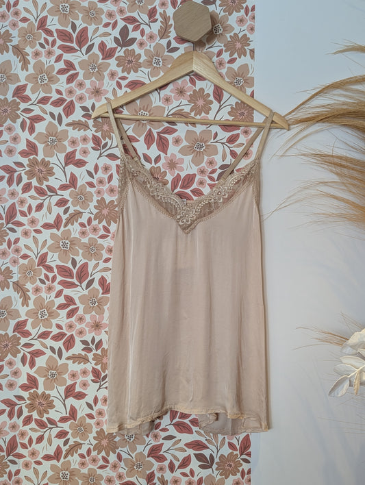Top dentelle beige GRANDE TAILLE