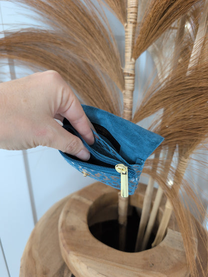 Porte monnaie léopard bleu jean