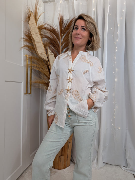 Chemise en coton avec broderie dorée - Anne So