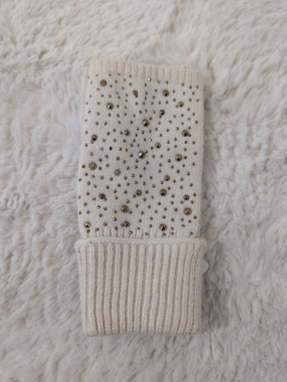 Mitaines strass beige