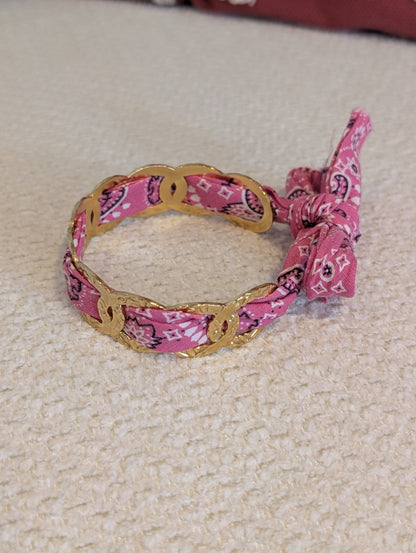 Bracelet tissu Bandana rose