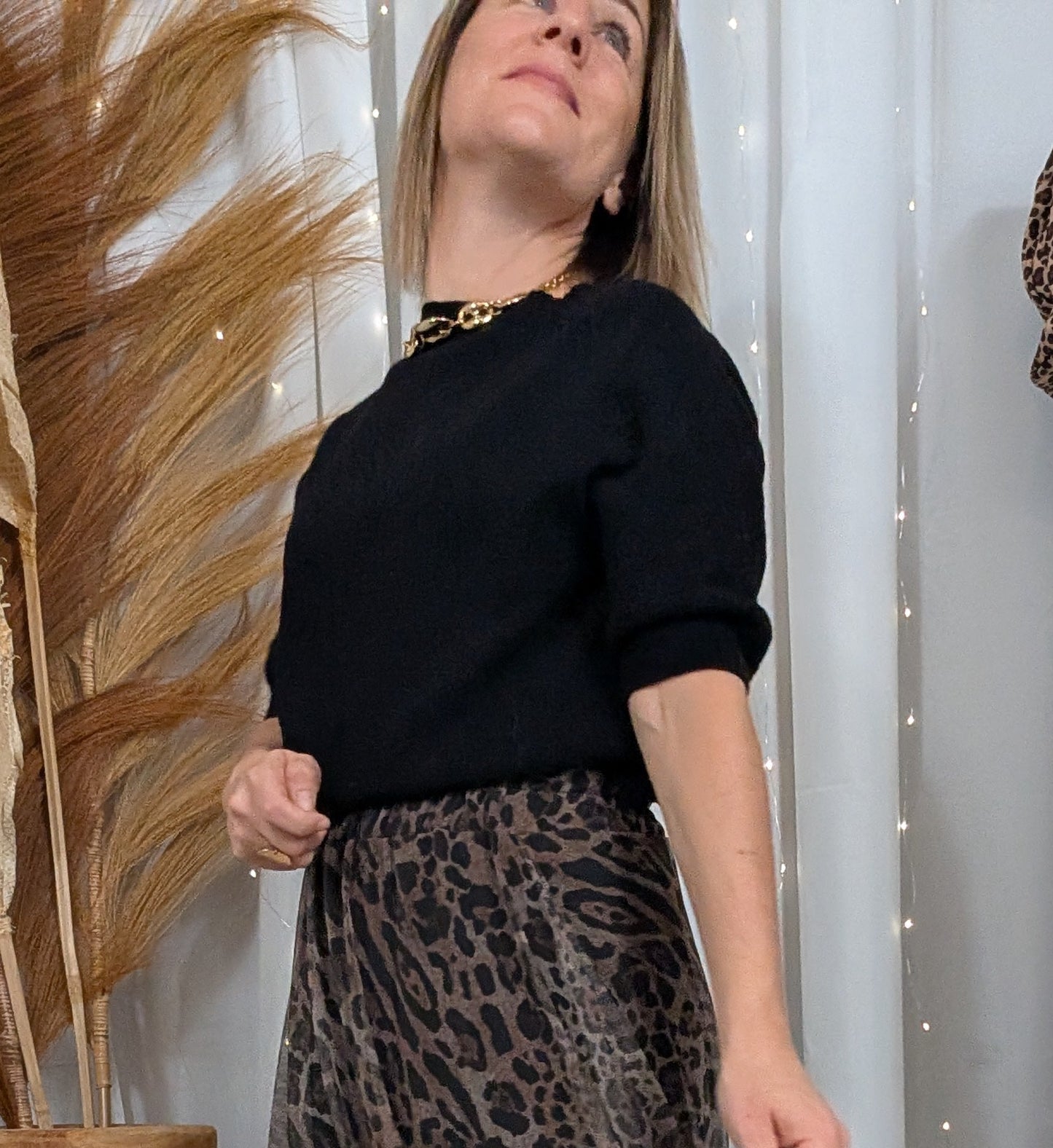 Jupe longue imprimé léopard tulle