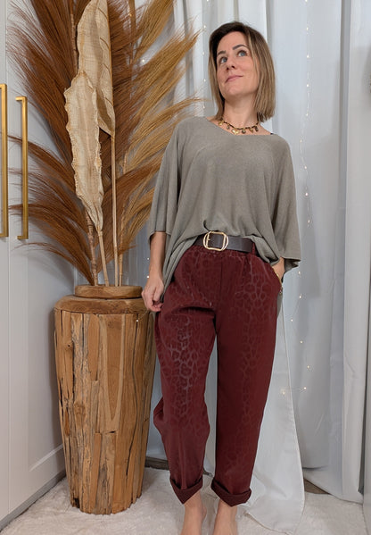 Pull oversize fine maille taupe