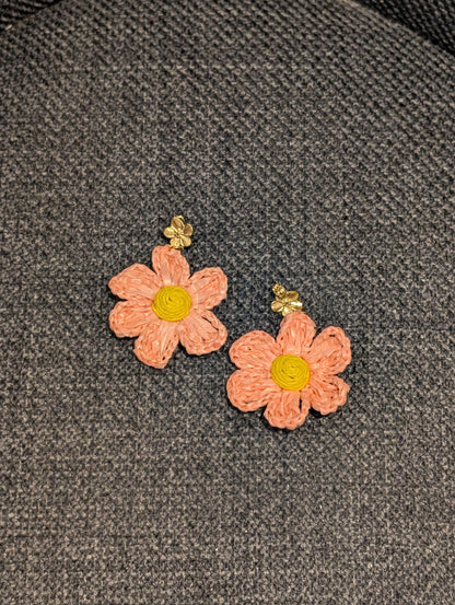 Boucles d'oreilles Fleur rose