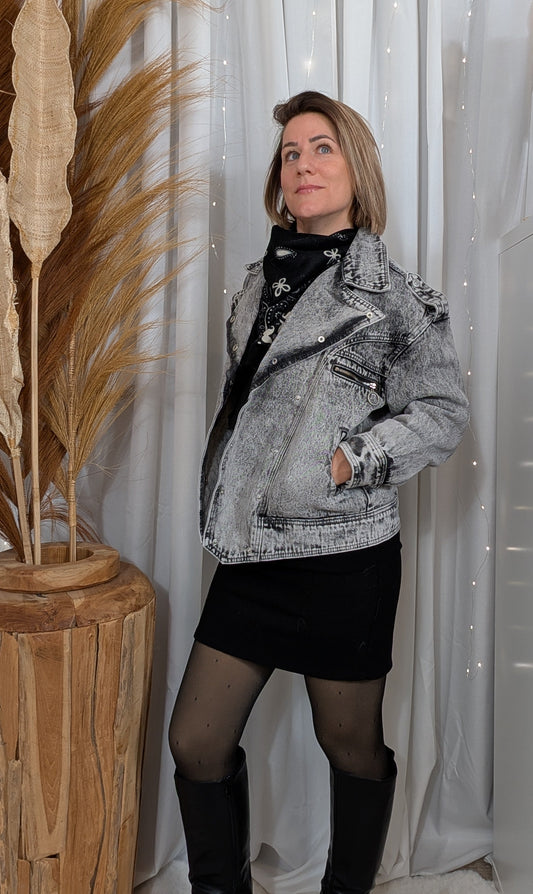 Veste en jean grise délavée