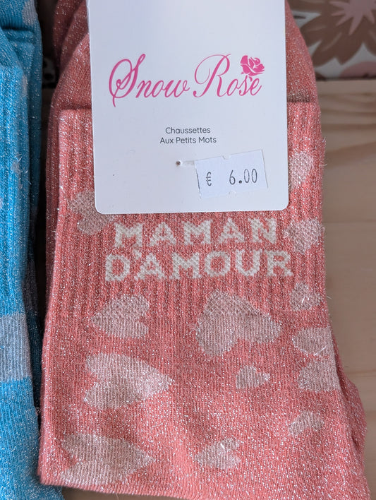 Chaussettes Maman d'amour corail