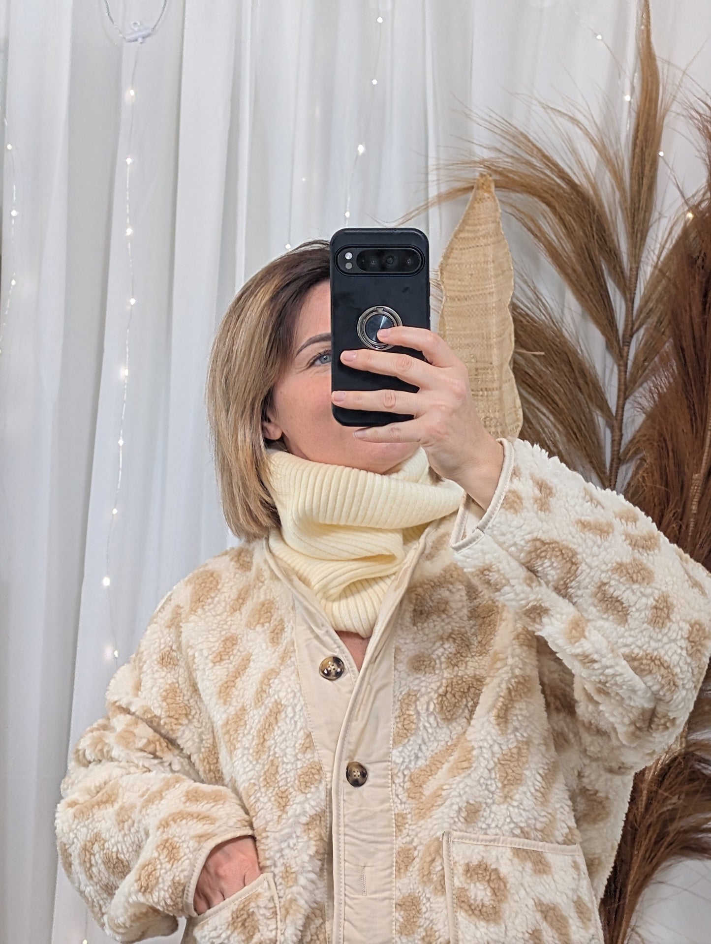 Tour de cou à côtes écru