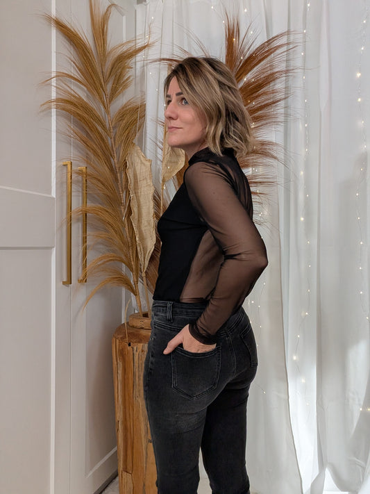 Top noir transparent