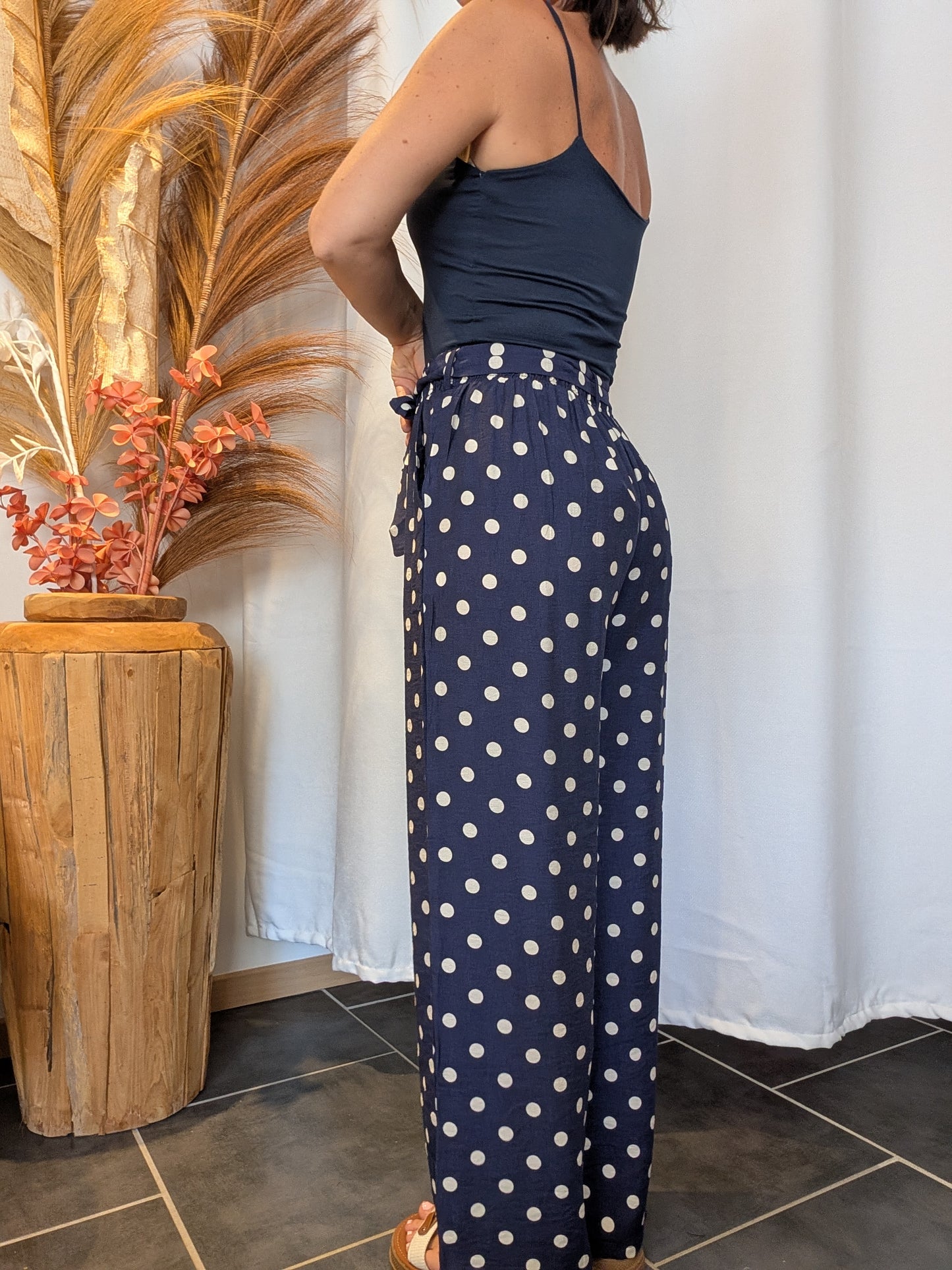 Pantalon à pois Eloïse bleu