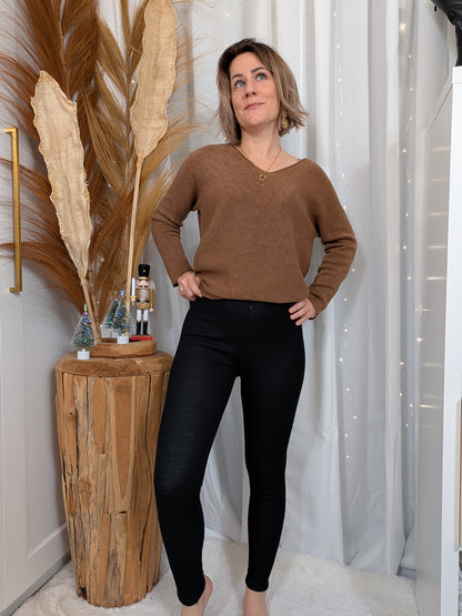 Legging cotelé fourré noir