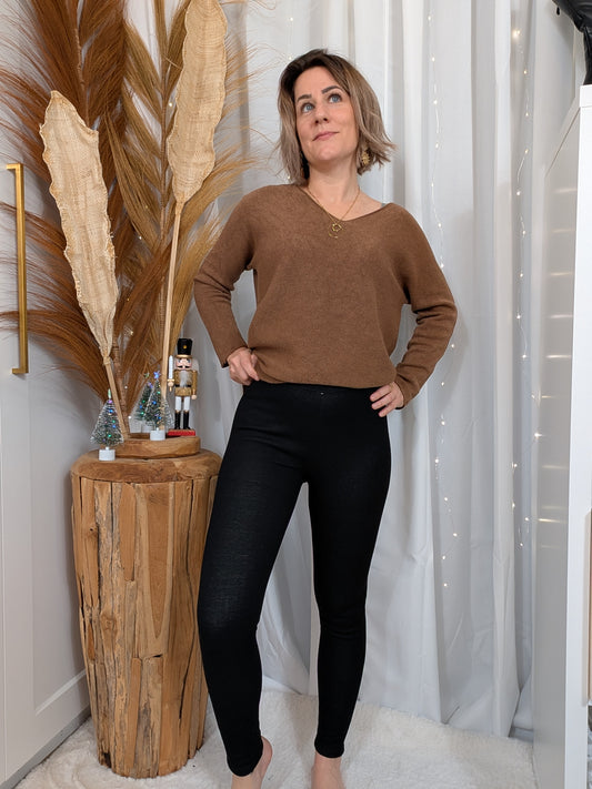 Legging cotelé fourré noir