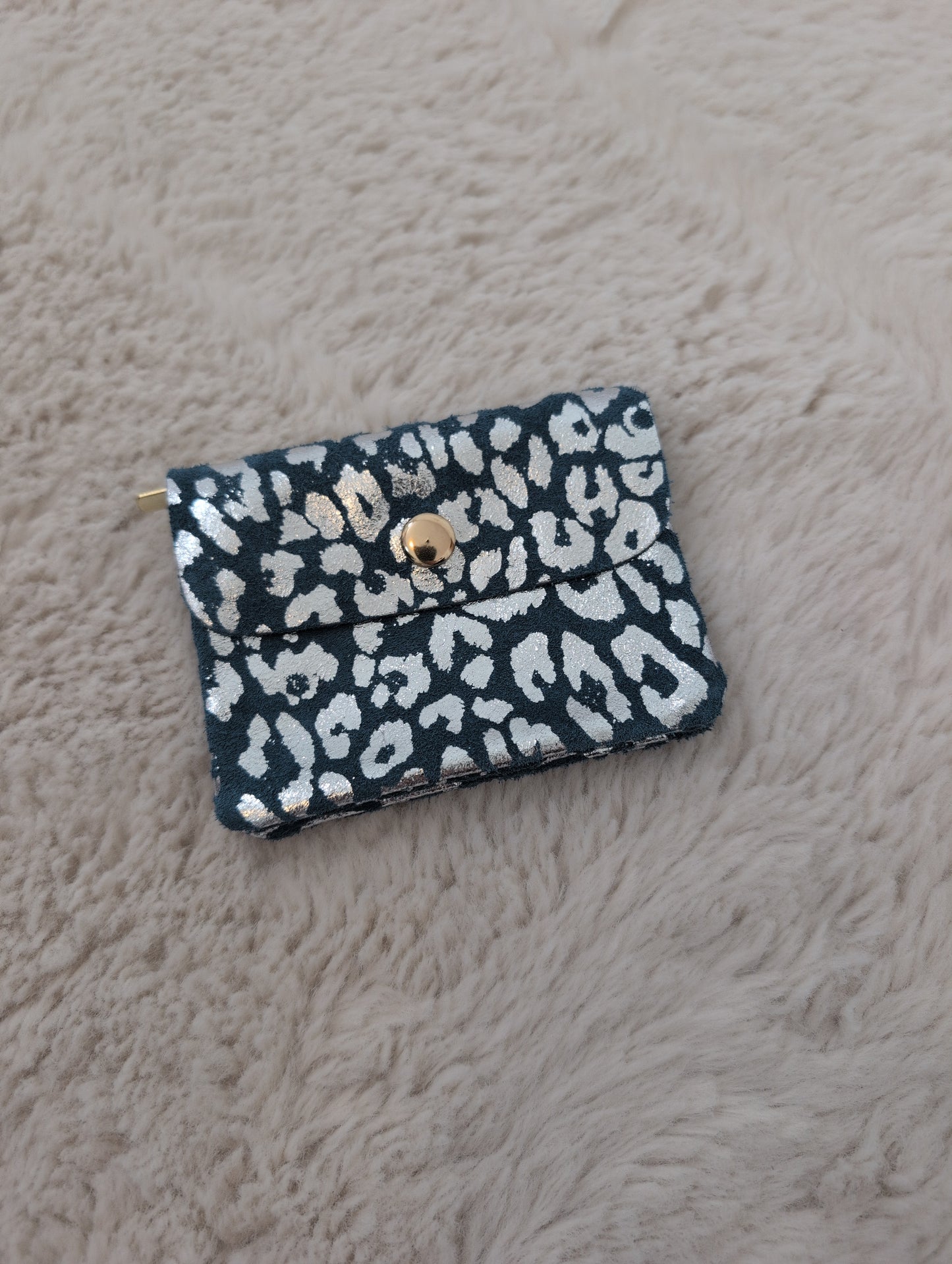Porte monnaie léopard bleu jean
