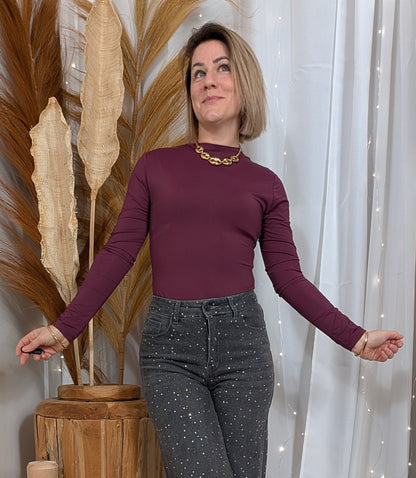 Body manche longue bordeaux
