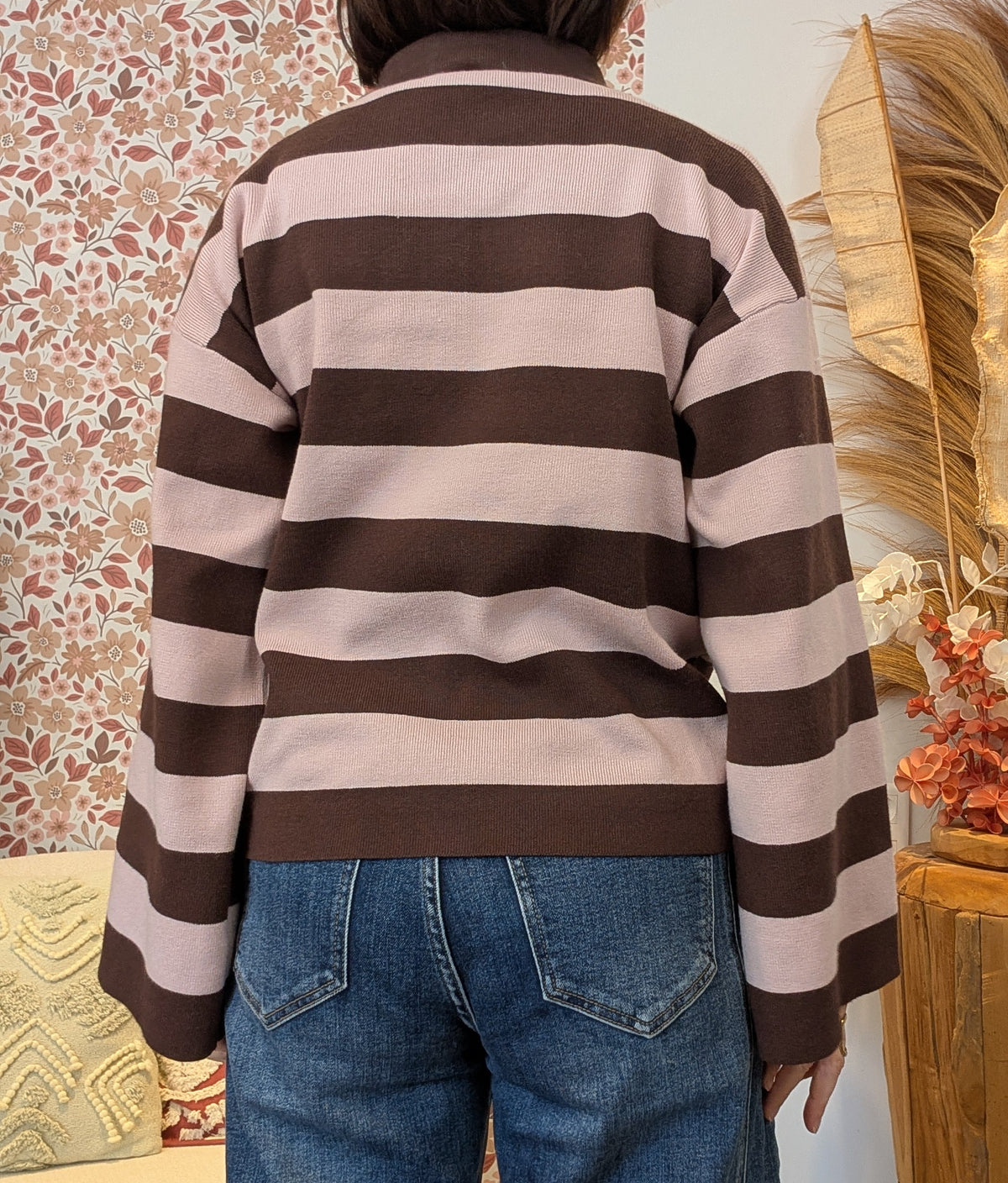 Pull Marinière rose