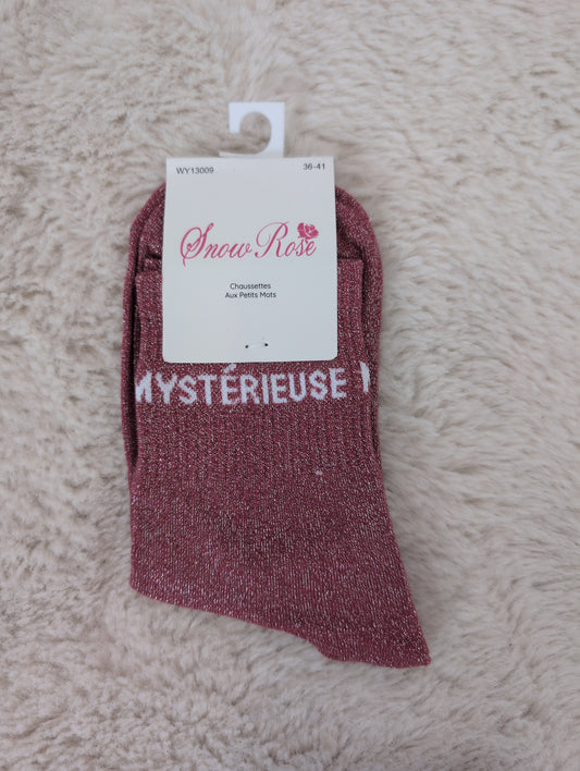 Chaussettes brillantes MYSTERIEUSE bordeaux