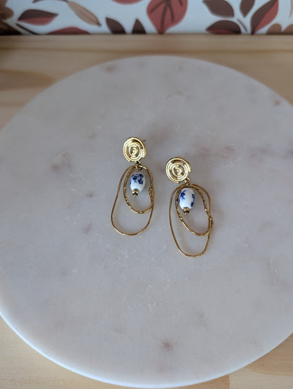 Boucles d'oreilles Spirale Azur