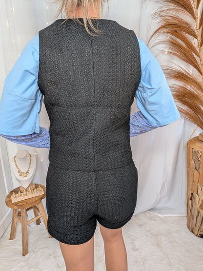 Gilet sans manche en tweed - Valeria (noir)