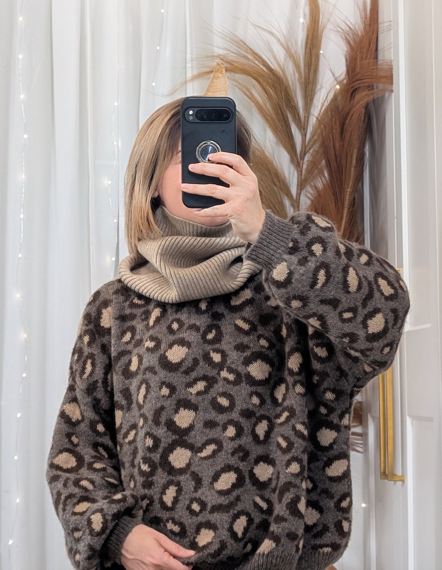 Tour de cou à côtes beige