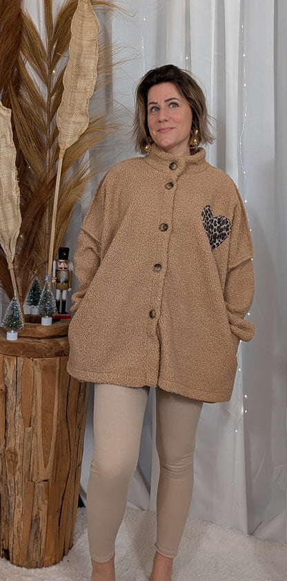 Legging cotelé fourré beige