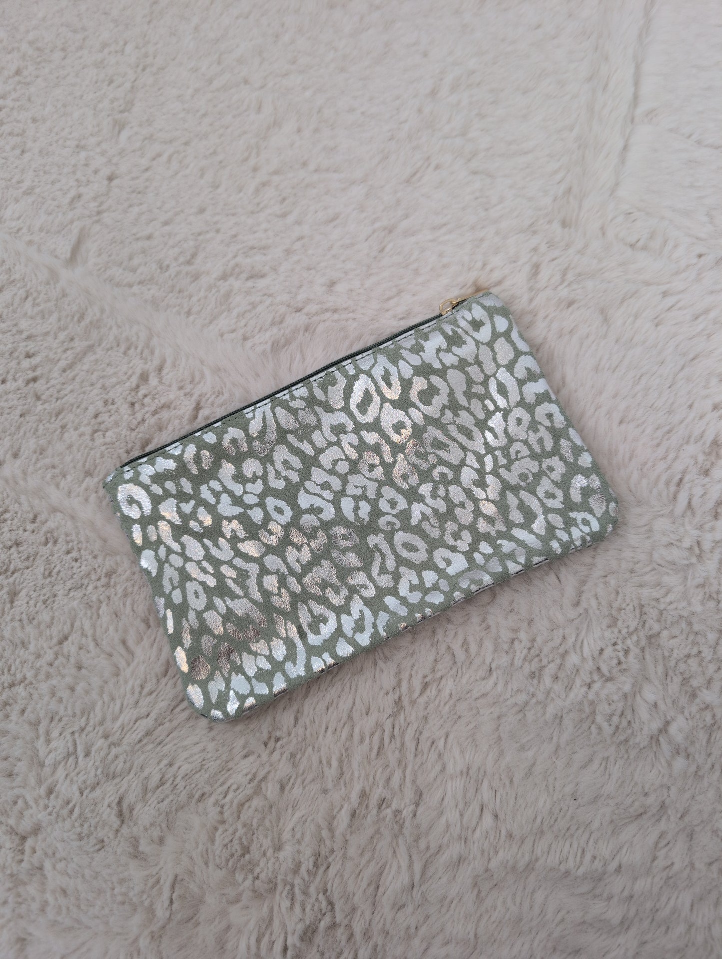 Trousse de maquillage léopard vert d'eau