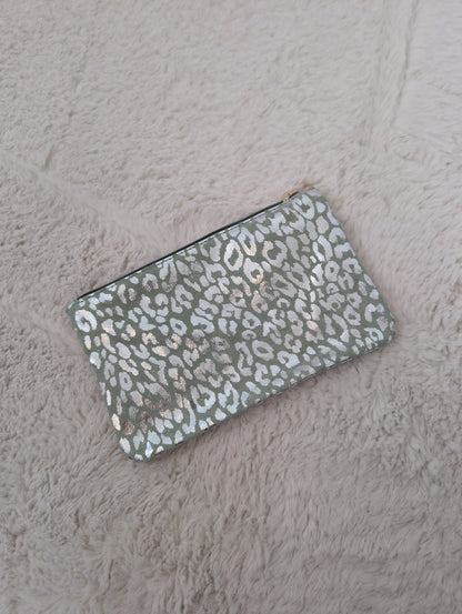 Trousse de maquillage léopard vert d'eau