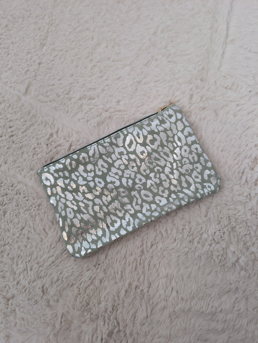 Trousse de maquillage léopard vert d'eau