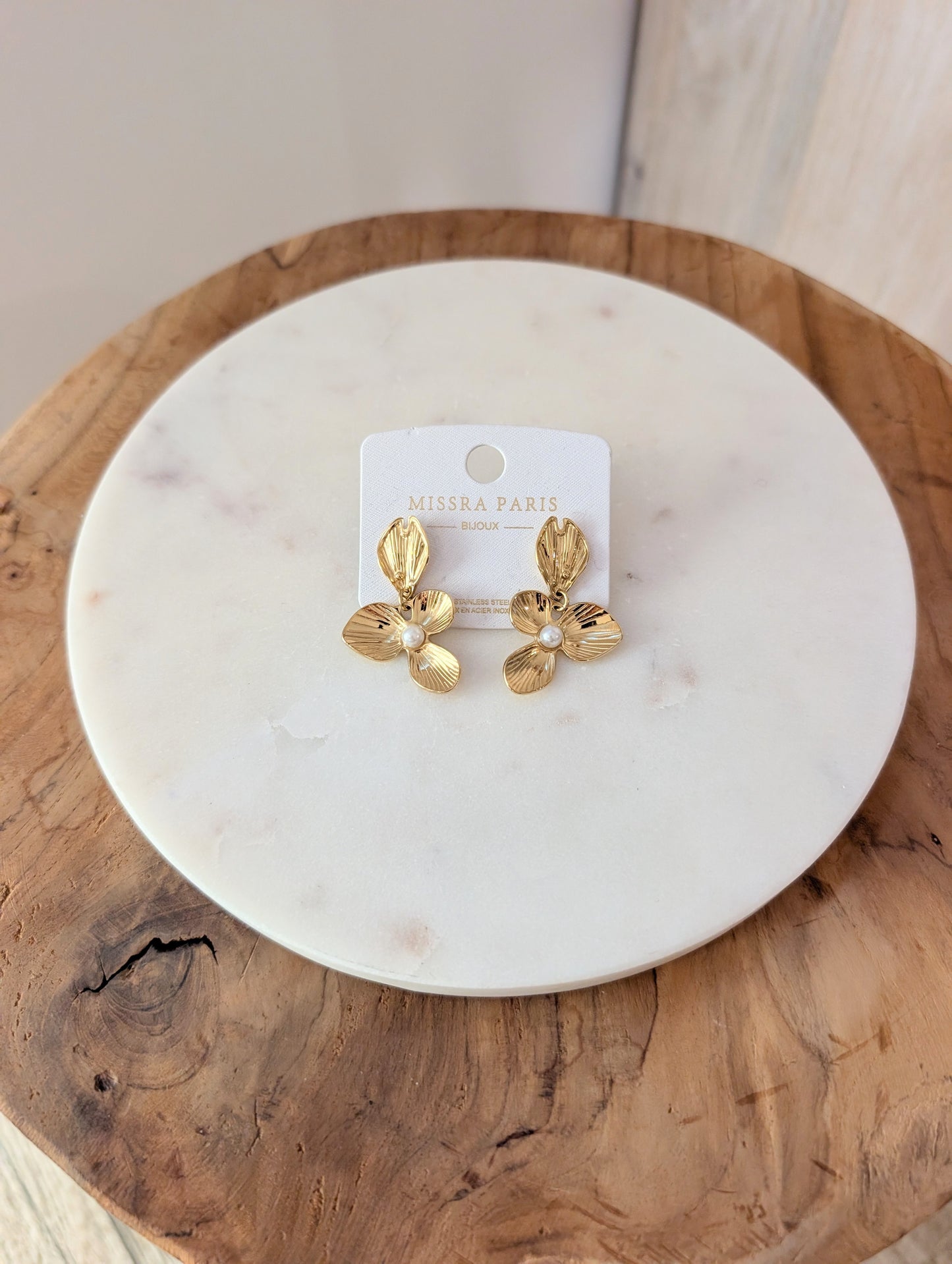 Boucles d'oreilles Fleurs perles