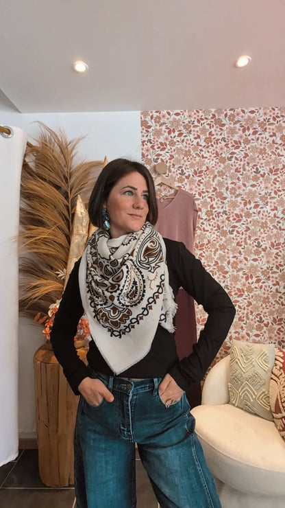 Foulard imprimé beige