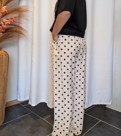 Pantalon à pois Eloïse blanc