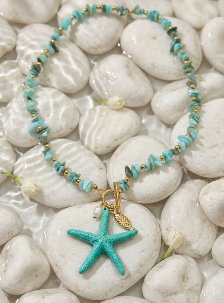 Collier Etoile de mer turquoise
