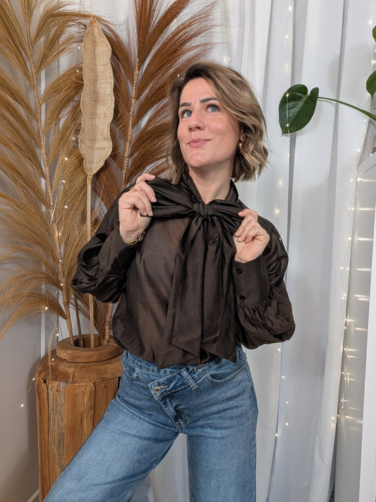 Chemise blouse col  avec neoud