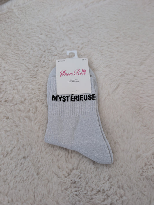 Chaussettes brillantes MYSTERIEUSE blanc