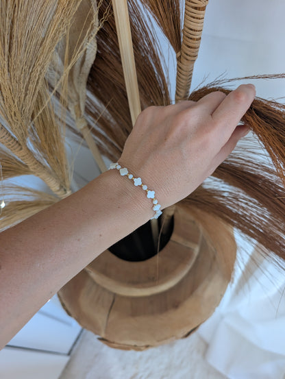 Bracelet trèble nacré en acier inoxydable