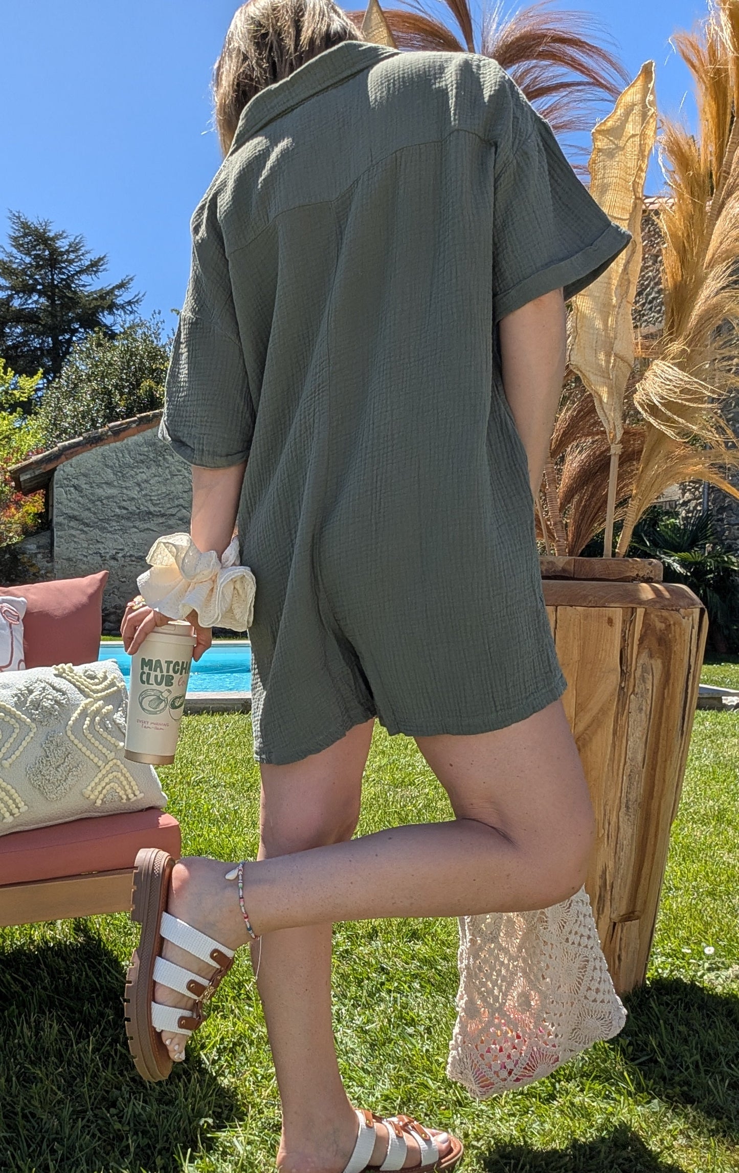 Combinaison short Zaza kaki