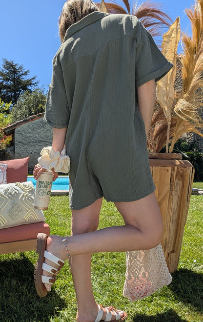 Combinaison short Zaza kaki