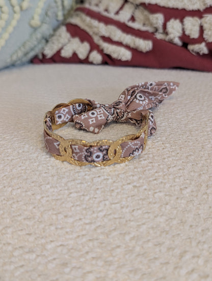 Bracelet tissu Bandana taupe