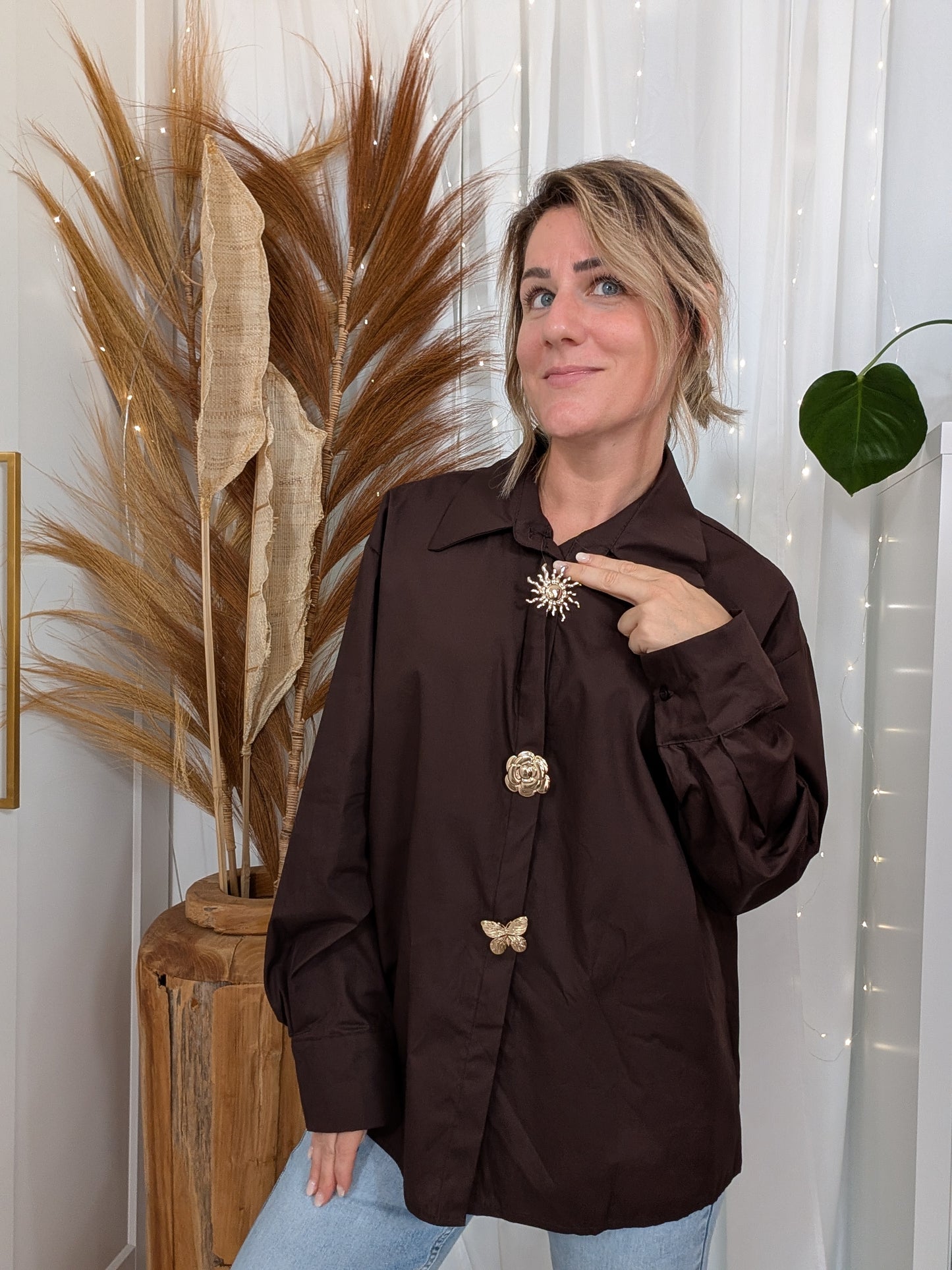 Chemise multibroches choco