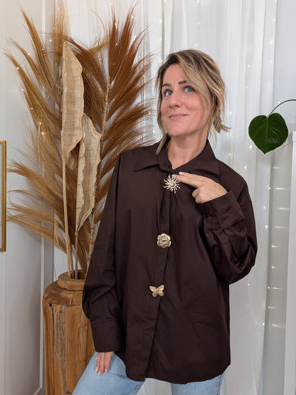 Chemise multibroches choco