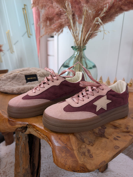 Basket rose/bordeaux