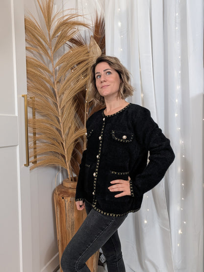 Gilet noir boutons dorés