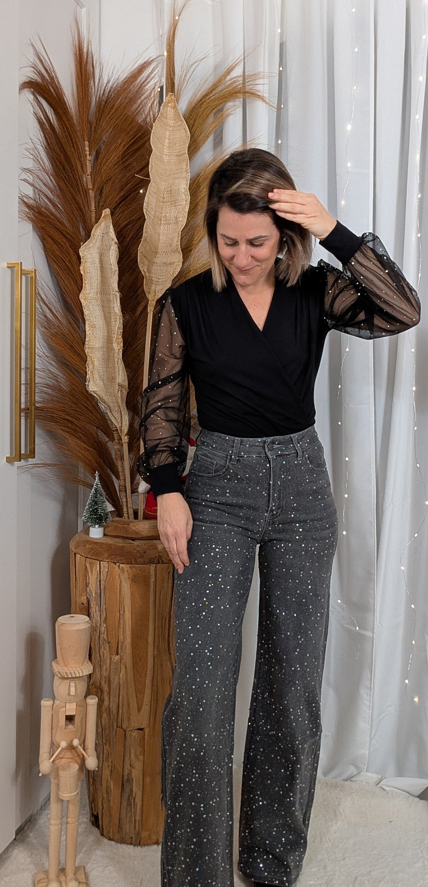 Jean large à strass