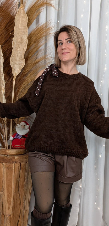 Short en similicuir chocolat