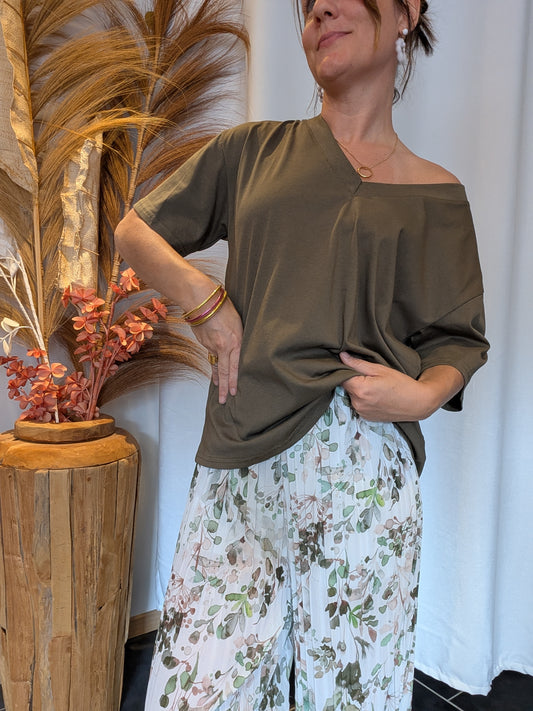 Tee-shirt oversize kaki Charlotte
