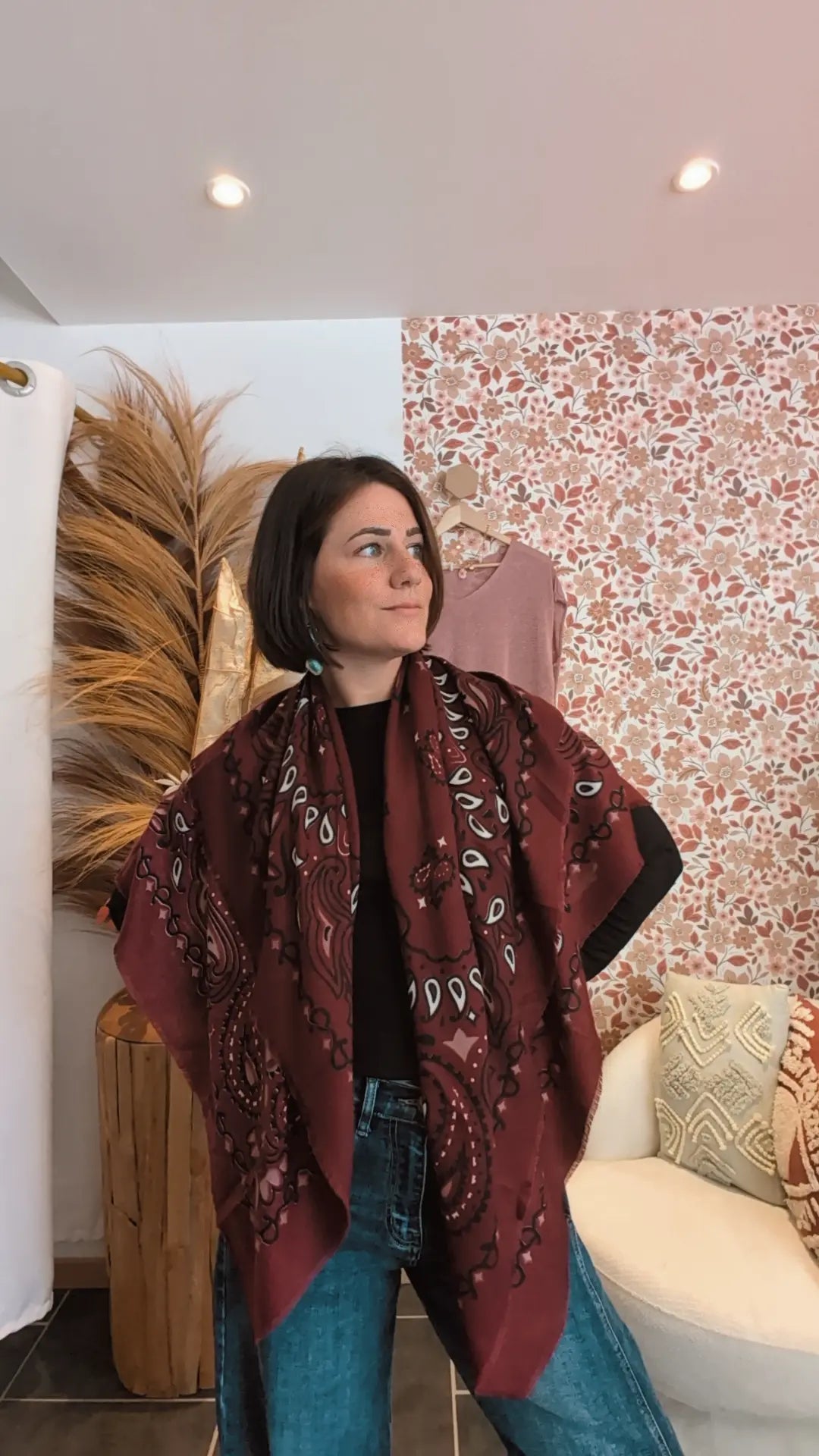 Foulard imprimé bordeaux