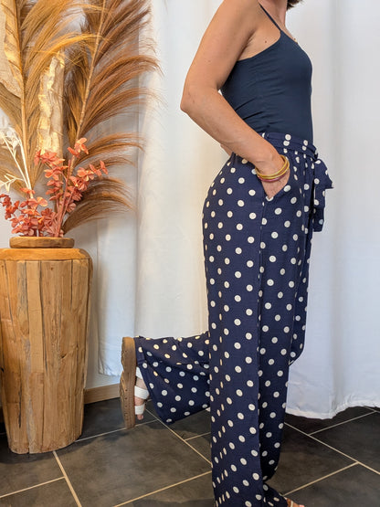 Pantalon à pois Eloïse bleu