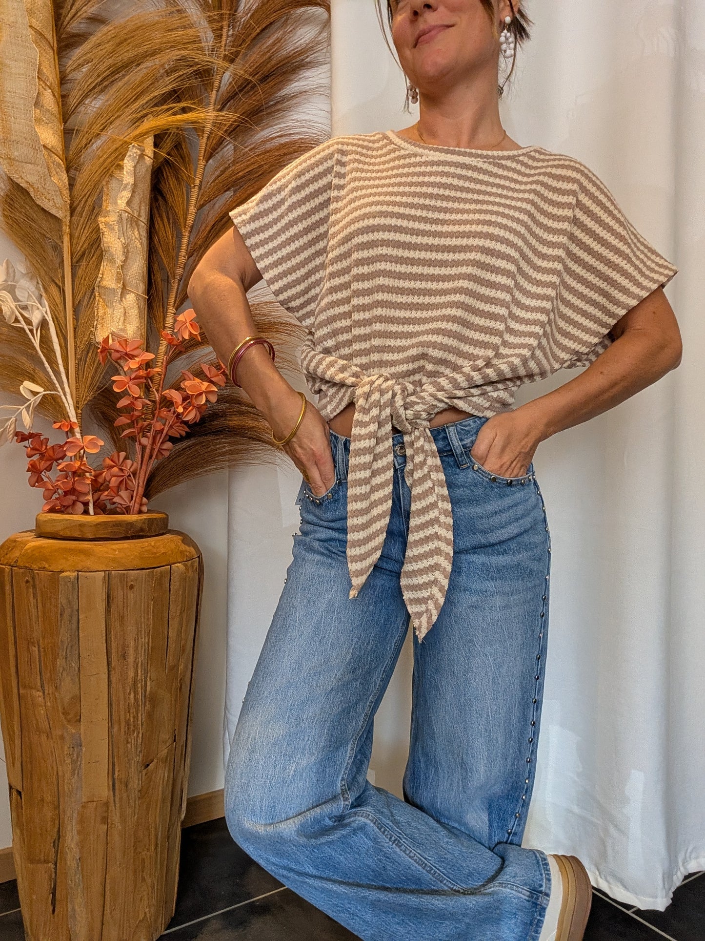 Tee-shirt rayé Diva Taupe