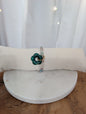 Bracelet élastique perles et fleur vert