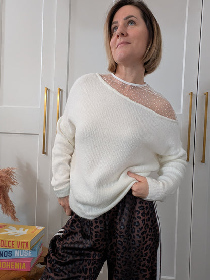 Pull Laurie - Décolleté dentelle ultra féminin